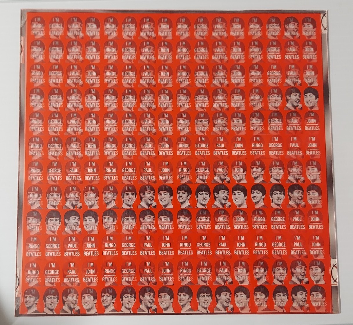 Original Vari Vue Beatles Flasher Ring Sheet w/ Original Lenticular Flicker Top