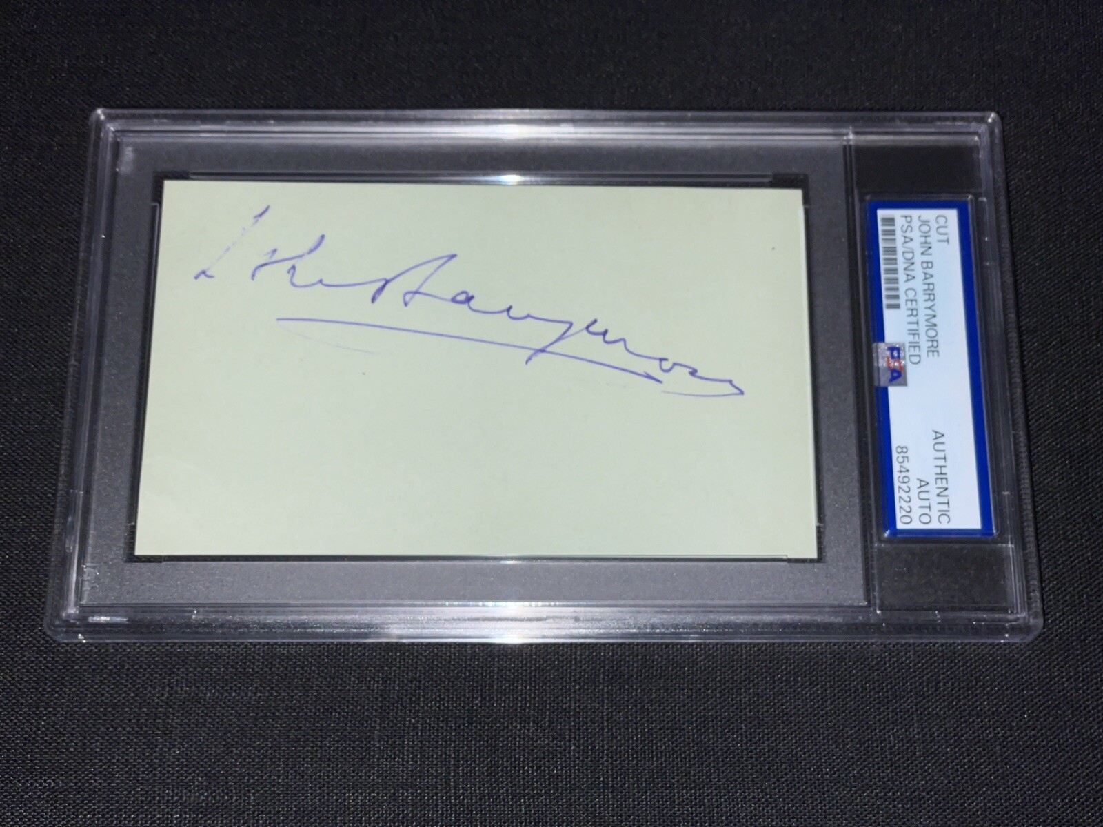 John Barrymore Signed 3×5 Cut Album Page PSA Slabbed Hamlet Actor