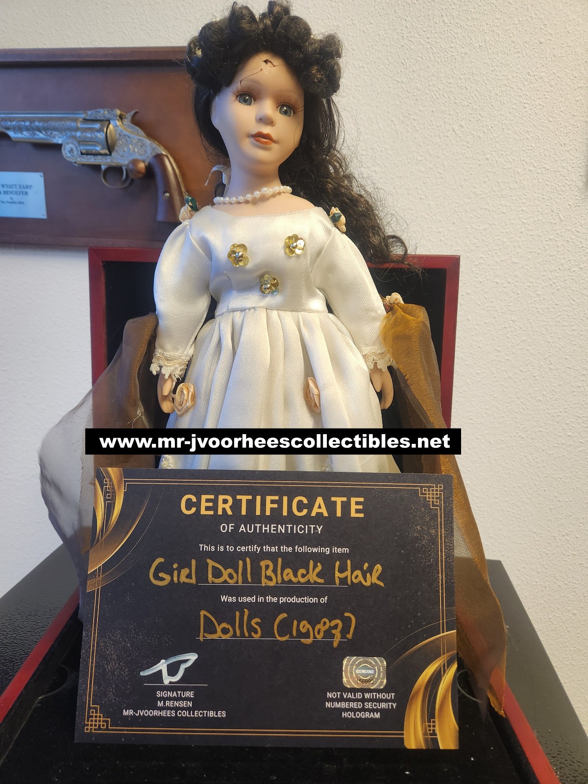 Dolls (1987) Original Production Used Creepy Girl Doll Black Hair Movie Prop