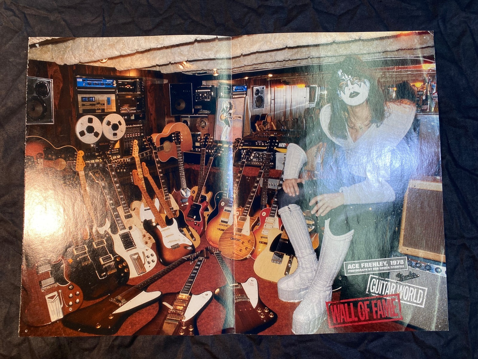 15×11″ Ace Frehley Guitar Magazine Gear/Studio Poster Gibson Les Paul