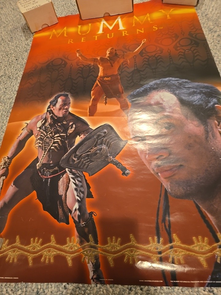 The Mummy Returns Movie Poster 23×34 Brendan Frasier The Rock Dwayne Johnson