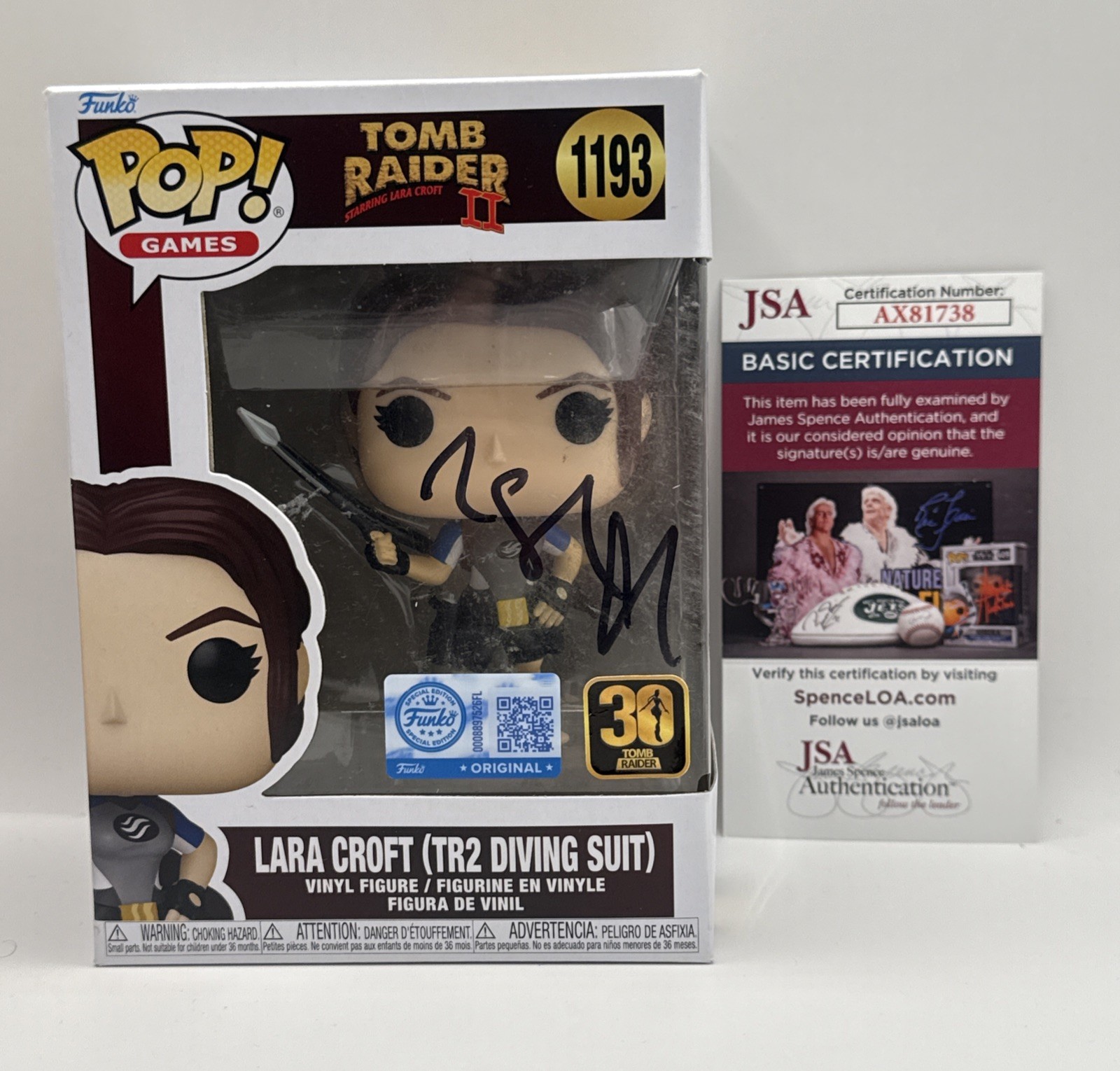 Angelina Jolie Signed Autograph Lara Croft (TR2 Diving Suit) Funko 1193 JSA COA