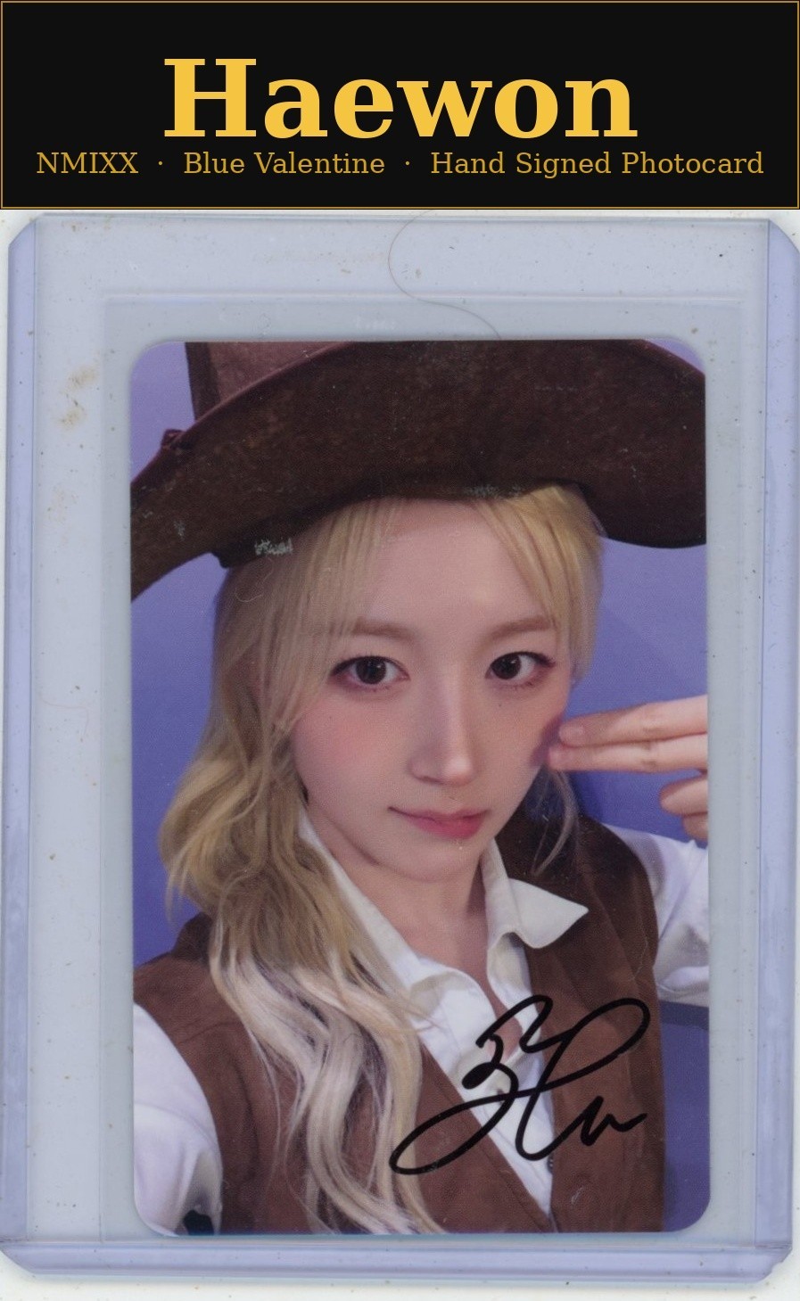 NMIXX Haewon Signed Blue Valentine Makestar Lucky Winner Auto Autograph PC KPop