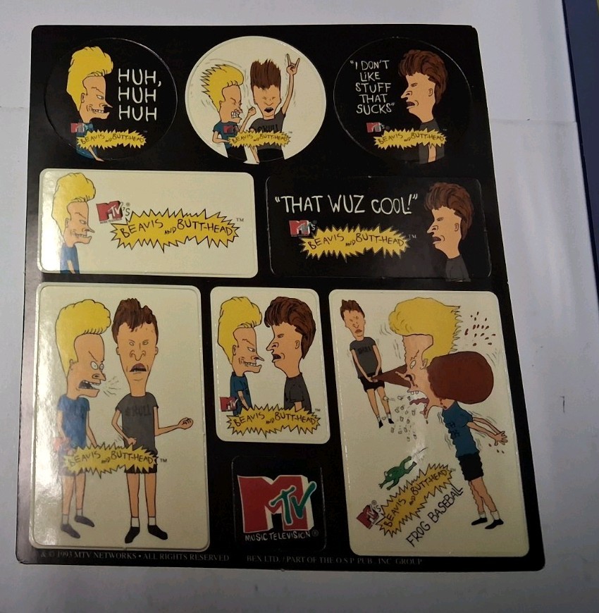 BEAVIS AND BUTT-HEAD/ FIGURINE, MAGNET , VINTAGE STICKERS