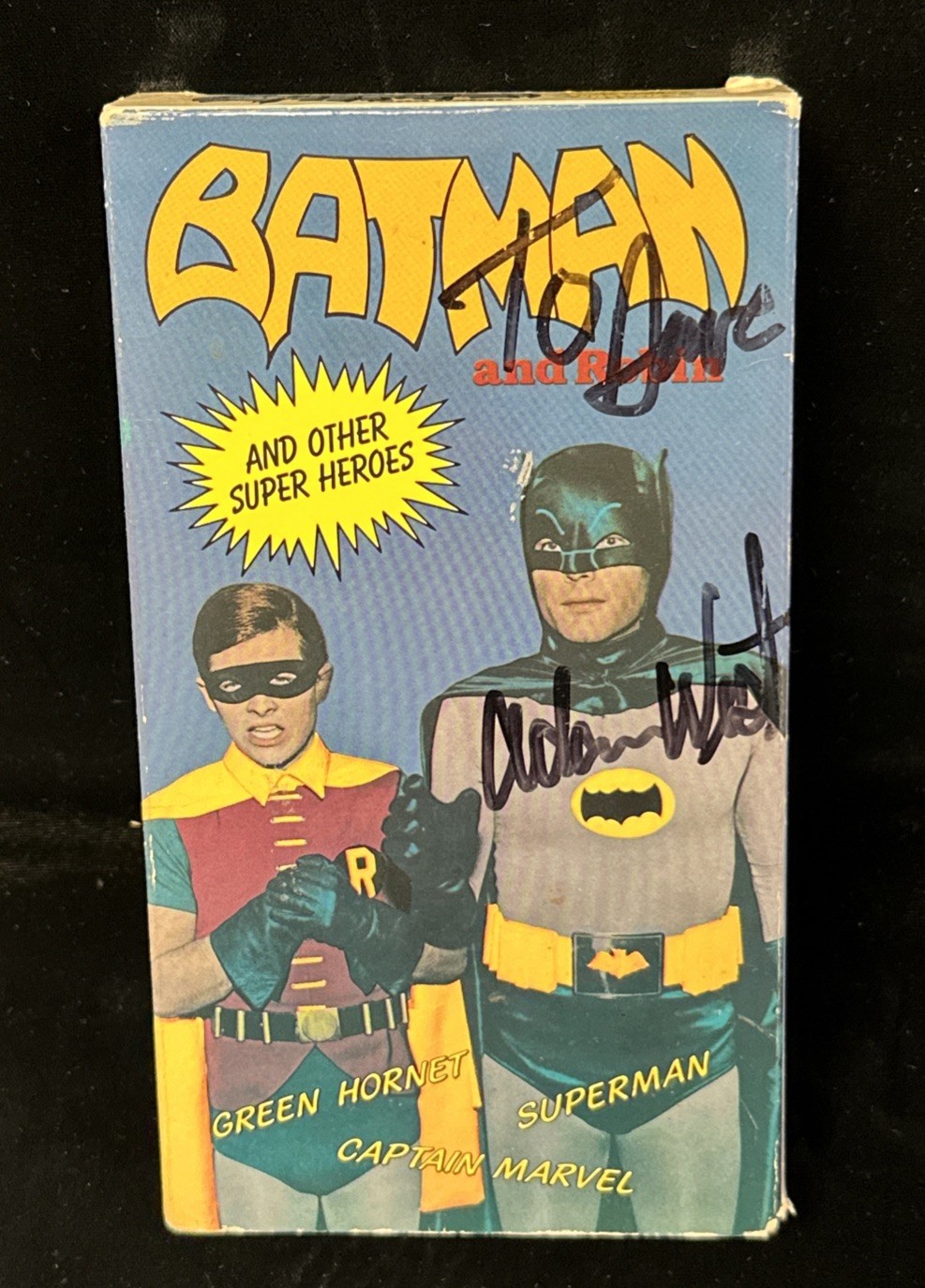 Batman & Robin MULTI SIGNED VHS Cassette Cover 5 sigs West Gorshin Newmar Craig