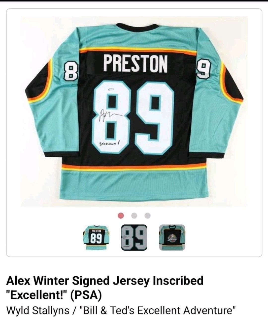ALEX WINTER AUTOGRAPHED CUSTOM WYLD STALLYNS JERSEY BILL & TED PSA coa SAN DIMO