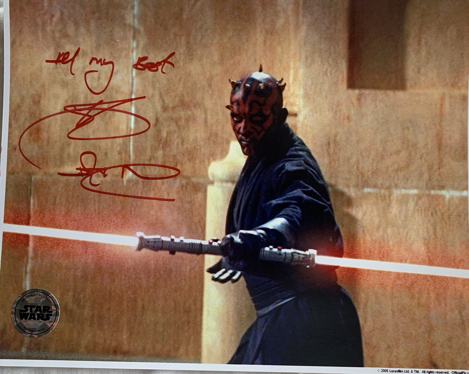 Star Wars Ray Park Signed 8×10 With Official Pix COA and Inscription. Mint