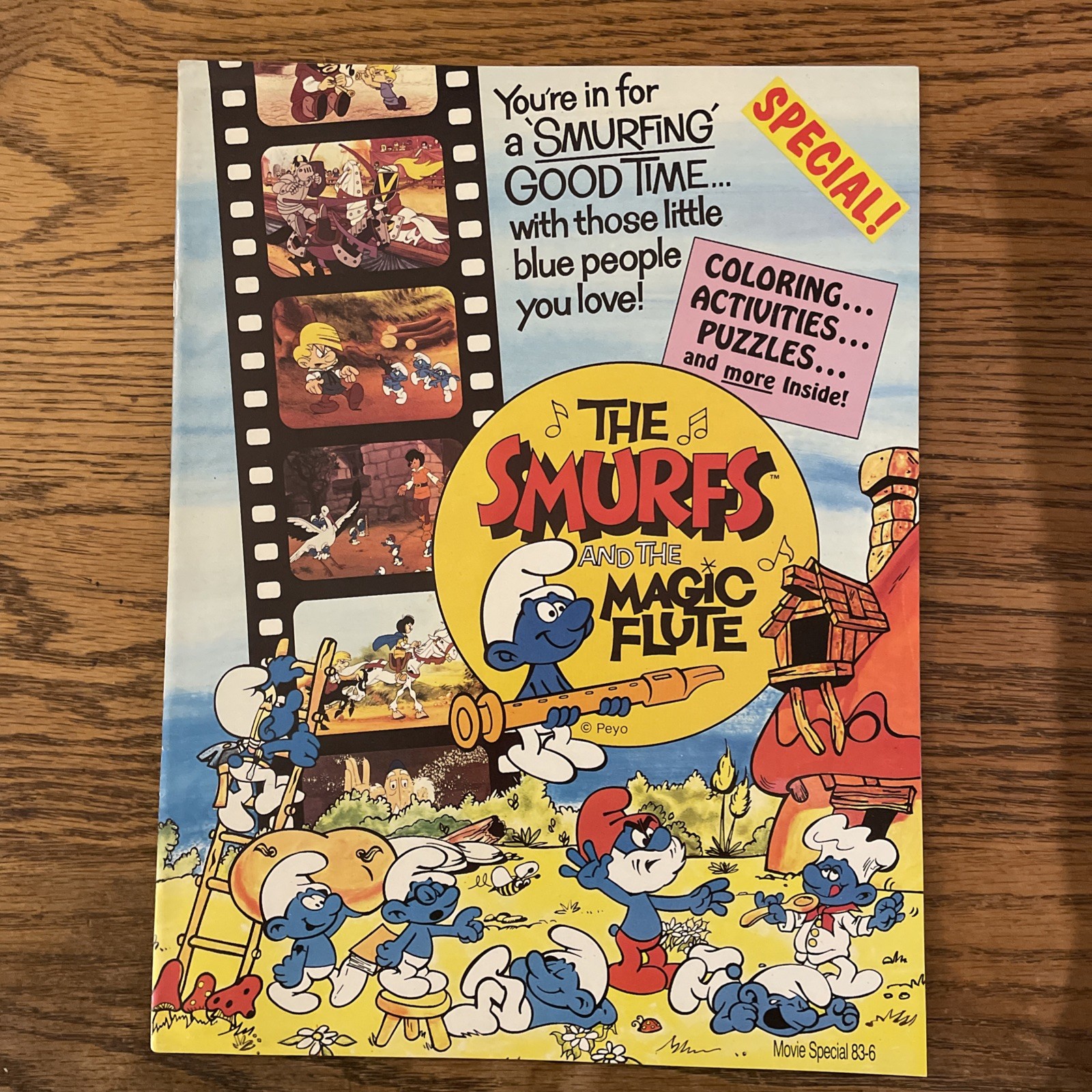 Super Smurfy! The Smurfs & The Magic Flute Movie Activity Coloring Book 1983 NEW