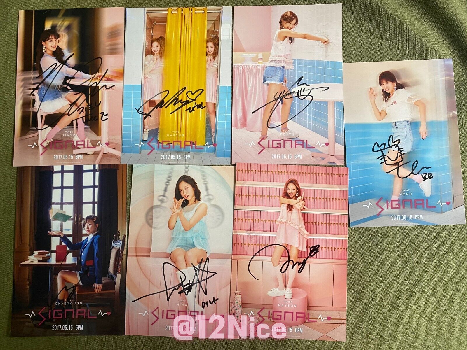 TWICE SIGNAL Autographed Signed Photo 4*6 K-POP Collection 2017B #Nice