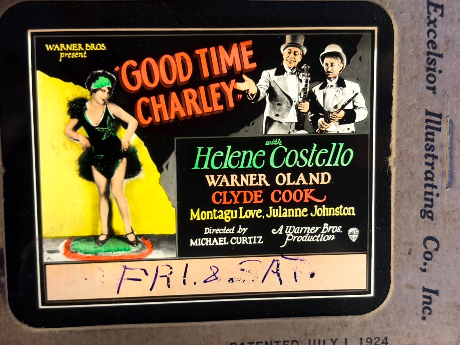 Good Time Charlie Rare Magic Lantern Glass Movie Slide ’27 Written Zanuck Curtiz