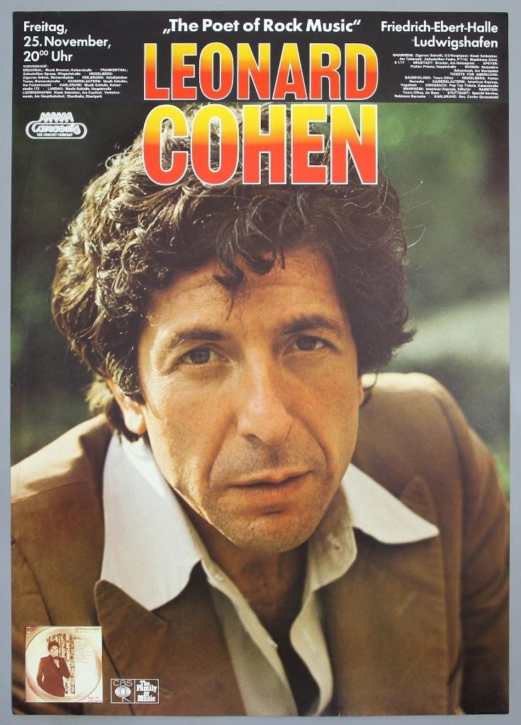 LEONARD COHEN – rare vintage original Ludwigshafen 1977 concert poster (A1)