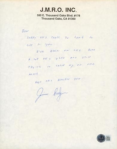 Jimmie Rogers Musician Authentic Signed 8.5×11 Handwritten Letter BAS #BM38070