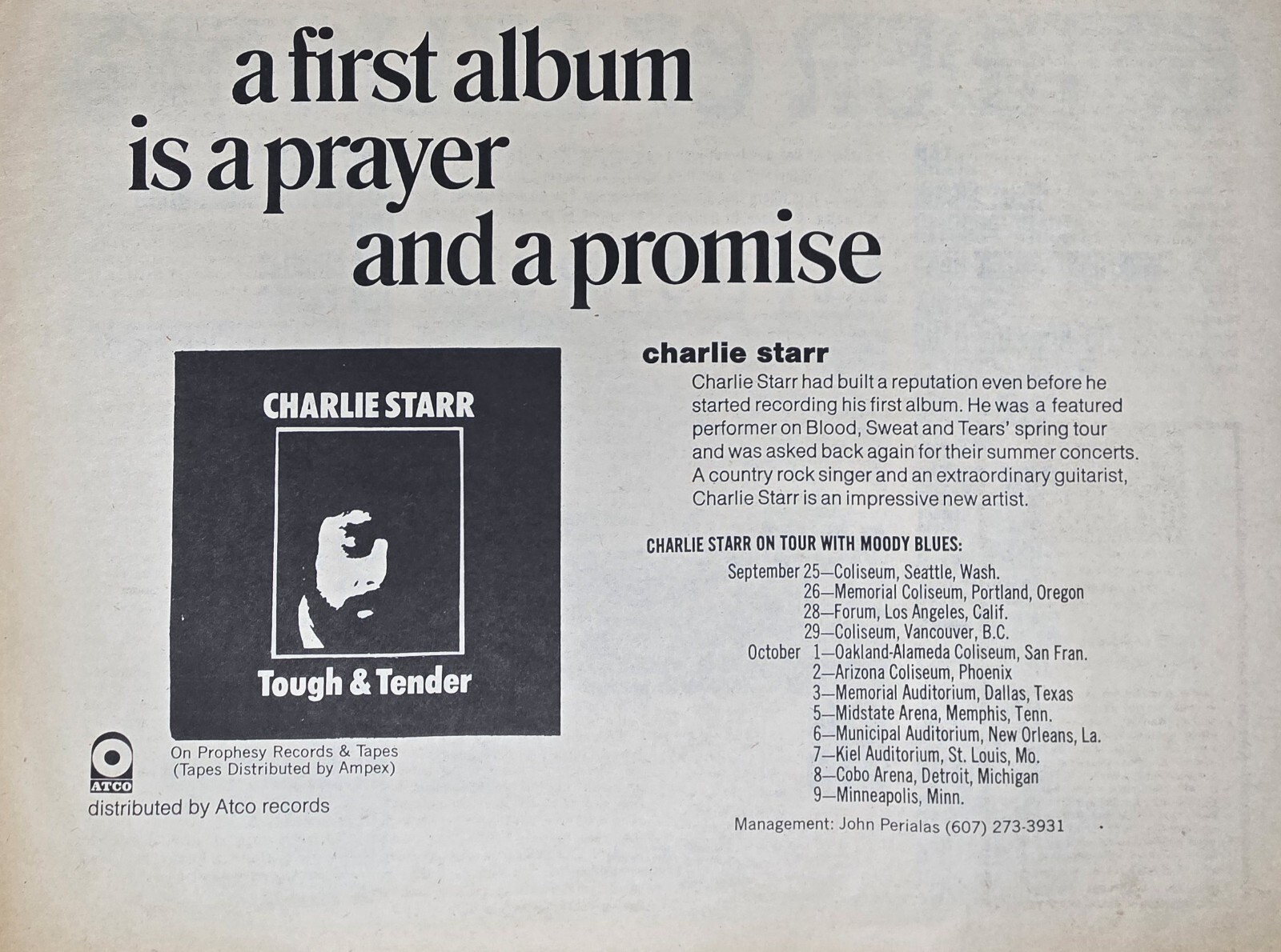 Vintage Ad Charlie Starr Carly Simon Judy Collins Tim Buckley 1971 LA FREE PRESS