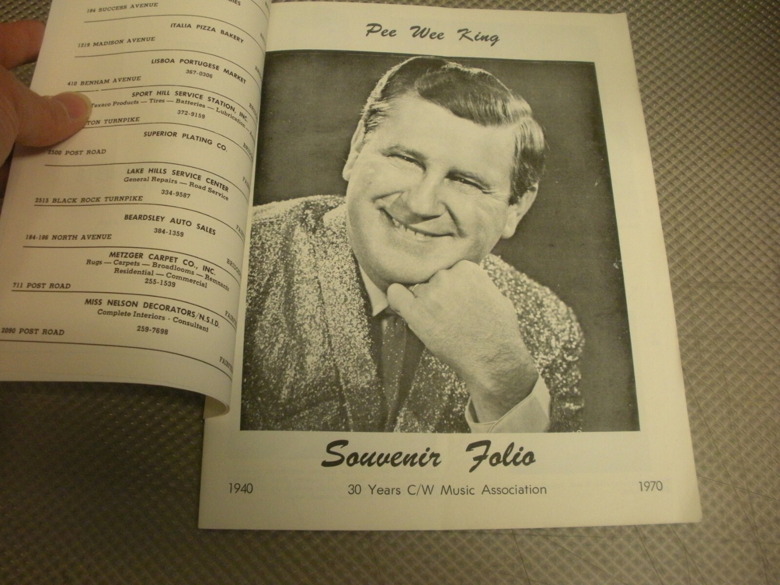 Pee Wee King Country Music Souvenir Folio from 1970 and Program from 1972 Show