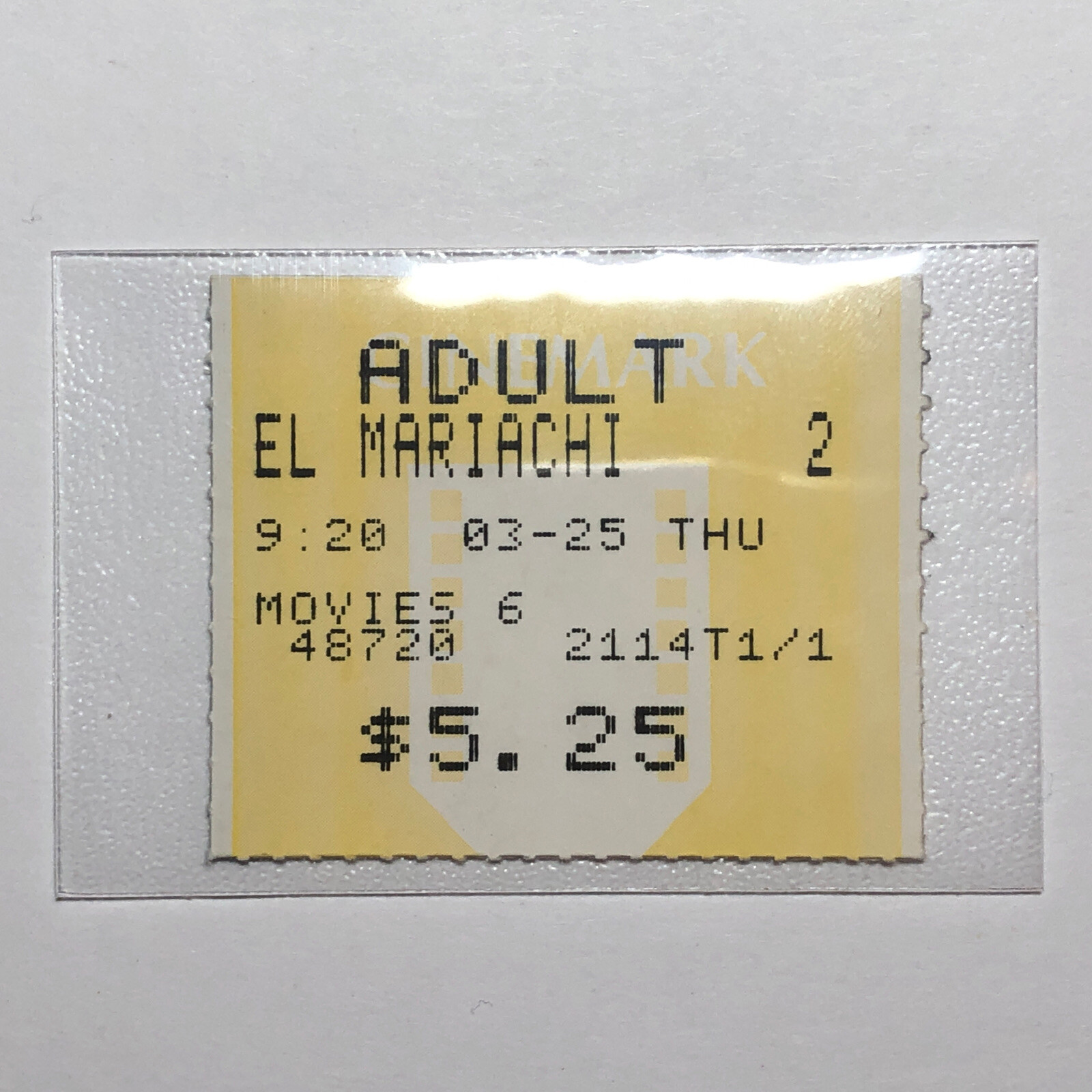 EL MARIACHI Authentic Original Movie Ticket Stub Vintage 1993 Cinemark