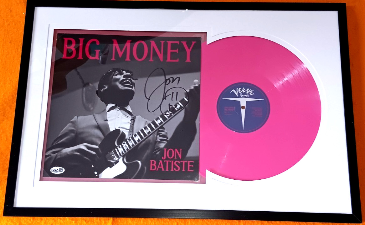 JON BATISTE SIGNED FRAMED BIG MONEY ALBUM INSERT w/ JACKET & VINYL – J.S.A. Cert