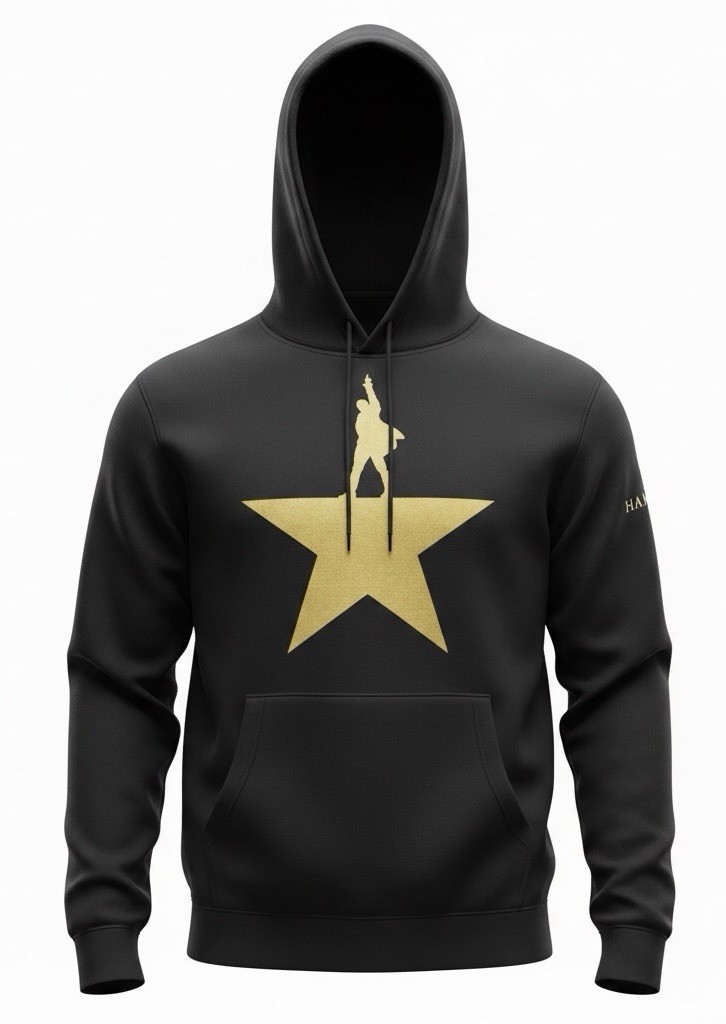 Hamilton Broadway Musical Hoodie Black Gold Star Creative Goods Size Small