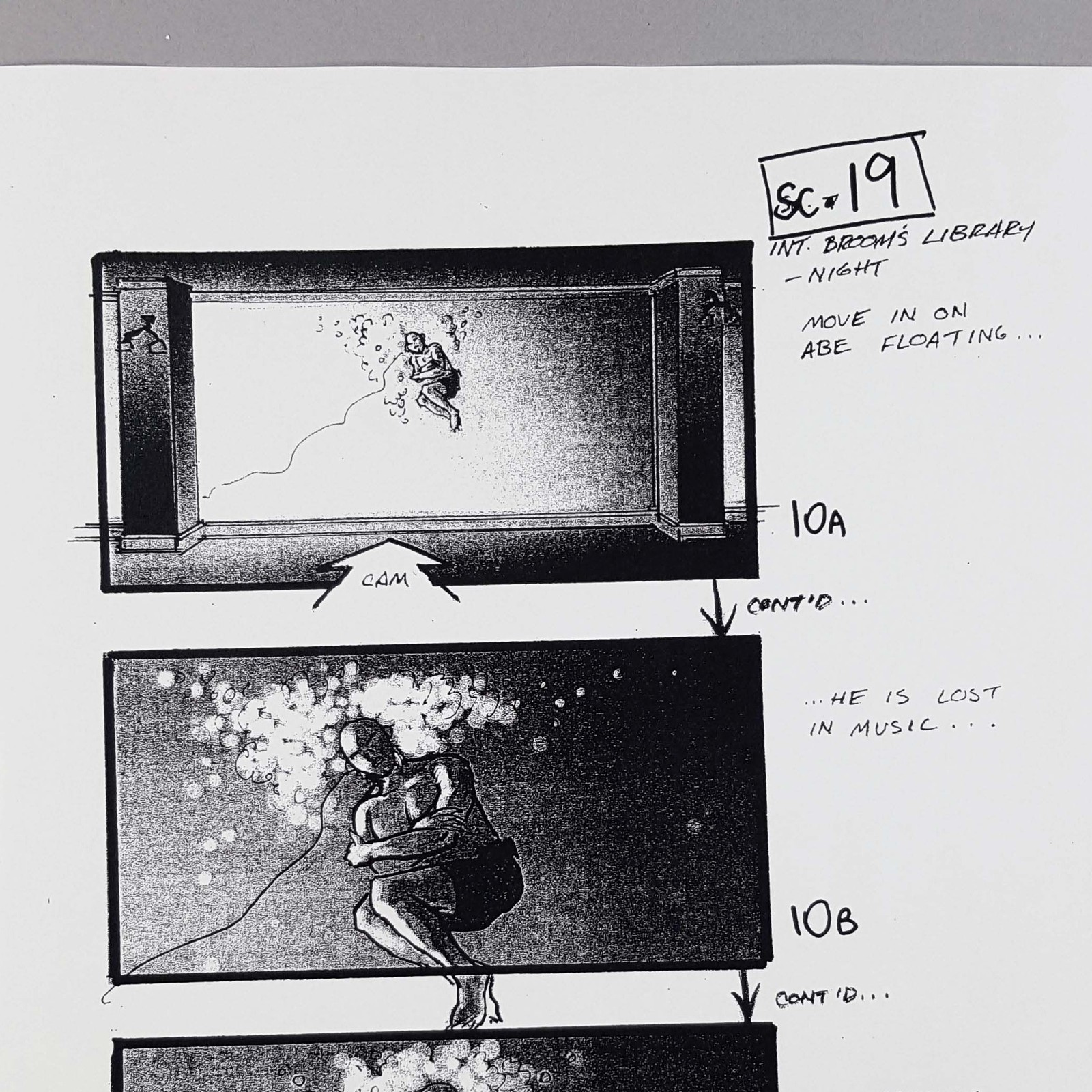 Hellboy 2 Storyboard Abe Sapien Tank Broom’s Library Scene Original COA