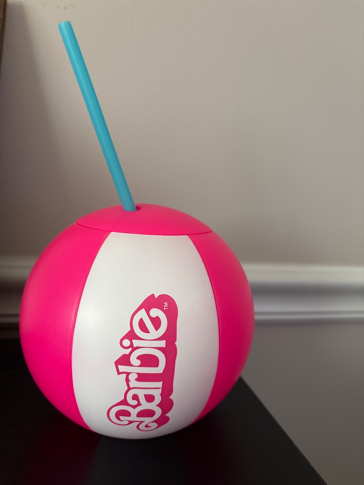 Barbie (2023) Movie Beach Ball Memorabilia Cup w Straw, Regal Theater Promo Rare