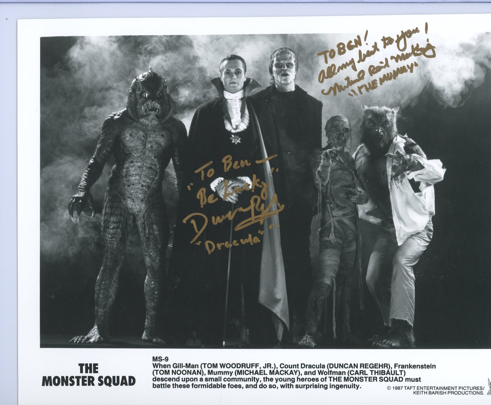 The Monster Squad Signed Photo lot Autograph Duncan Regehr, Ryan Lambert, etc