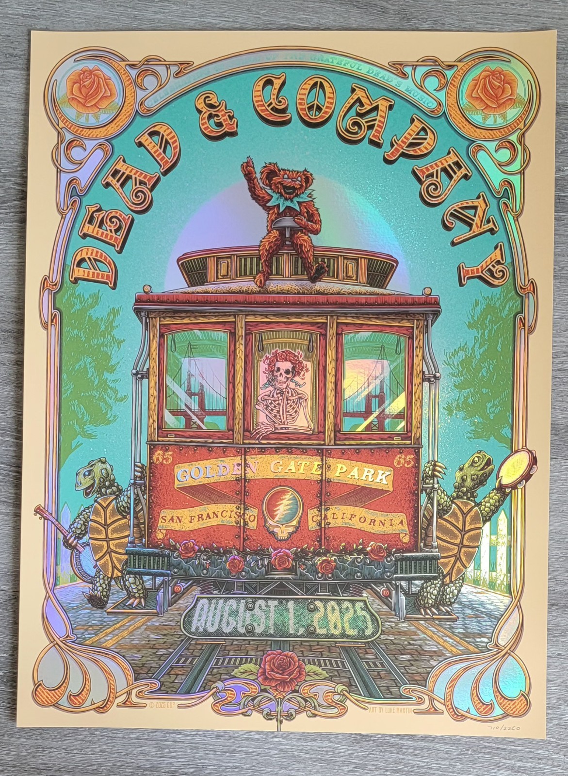 Dead and Company Poster Foil Jerry’s Birthday Golden Gate 8/1 2025 Luke Martin