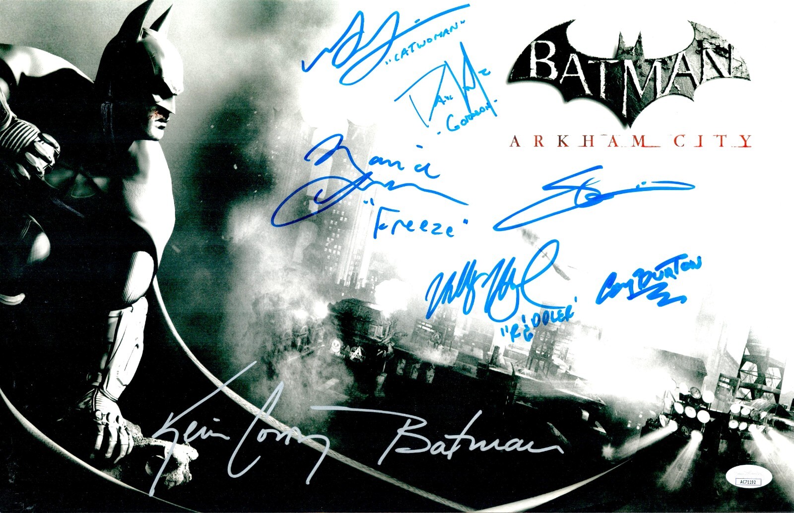 Kevin Conroy Corey Burton +5 Signed 11×17 Batman Arkham City Authentic JSA COA