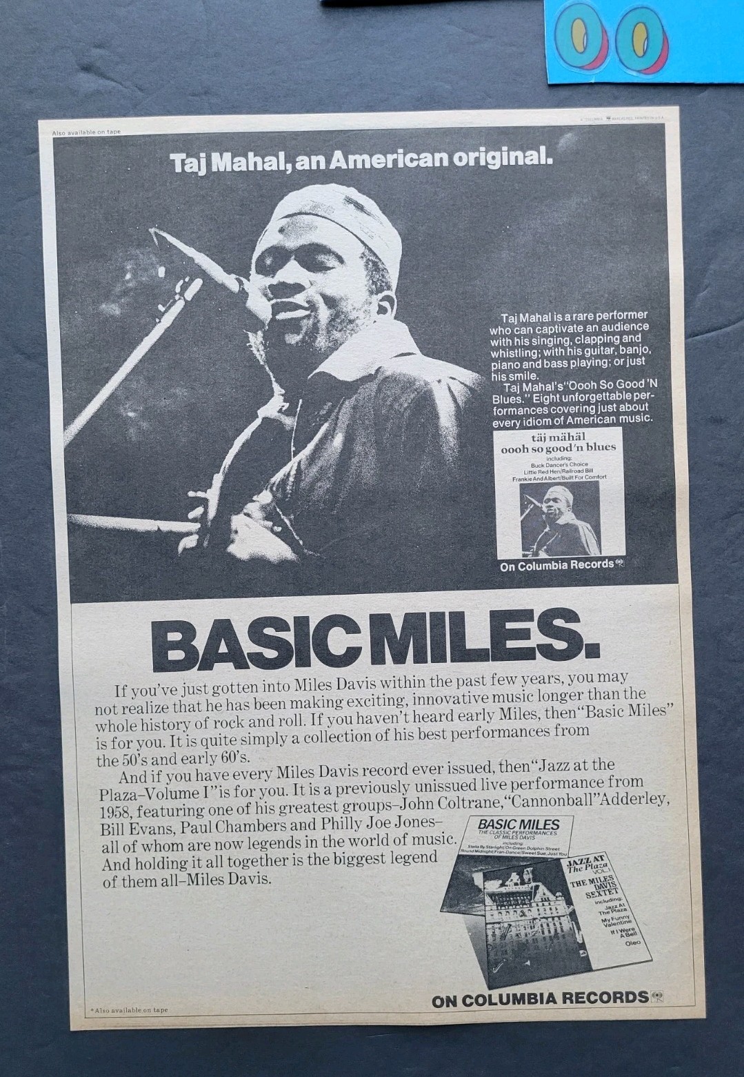 Taj Mahal Miles Davis Albums Promo Print Advertisement 1974