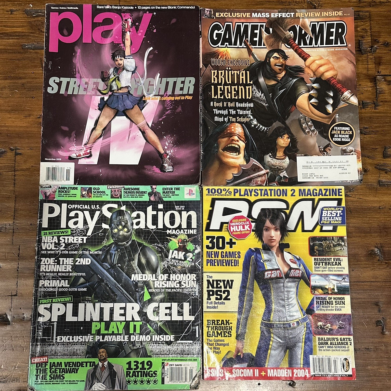 Vintage Video Game Magazine Lot, PlayStation Magazine, PS2, Street Fighter