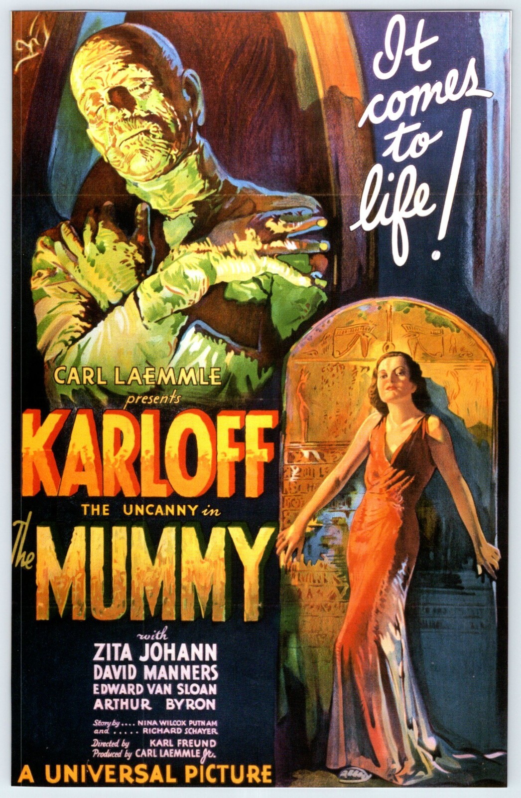 BORIS KARLOFF THE MUMMY MOVIE POSTER 7″11″ Book Page Clipping M668