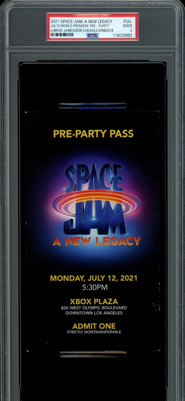 SPACE JAM: A NEW LEGACY, 2021 World Premiere PRE-PARTY Ticket Lebron James PSA 2