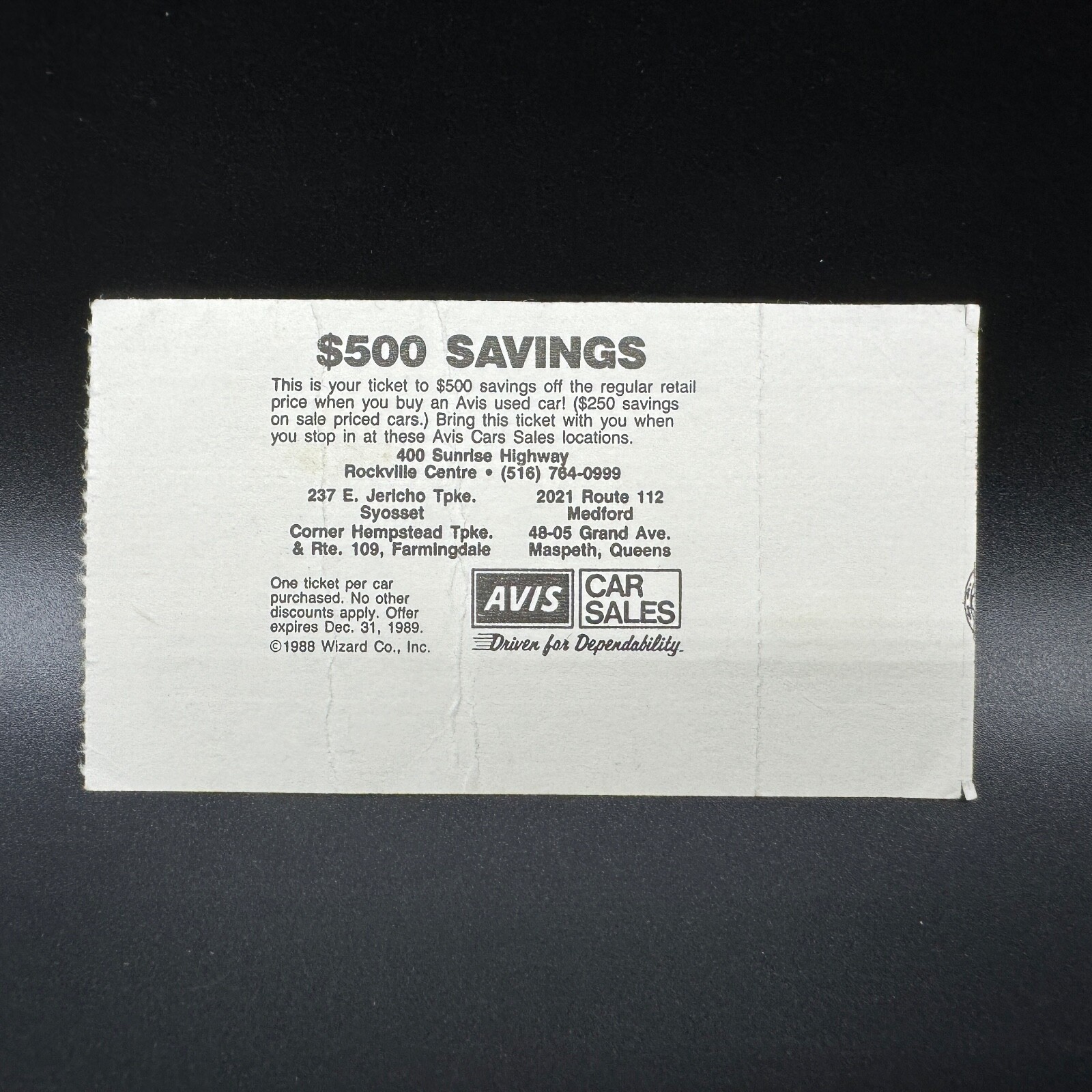 SUPER RARE HOWARD STERN “U.S. OPEN SORES” TICKET STUB NASSAU COLISEUM 1989 OCT 7