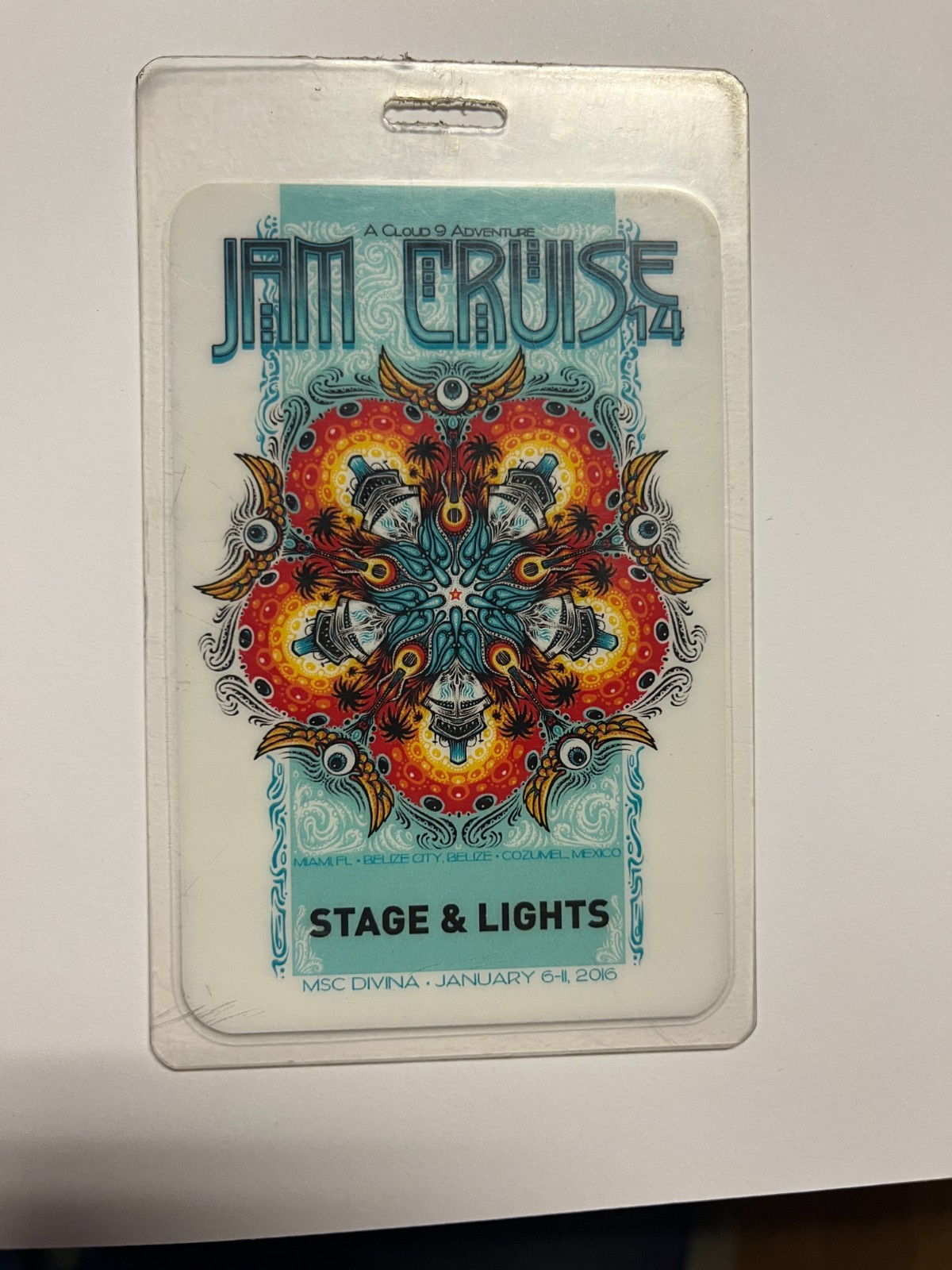 JAM Cruise 2016 CREW working All Access Backstage Pass Laminate Band Stage Light