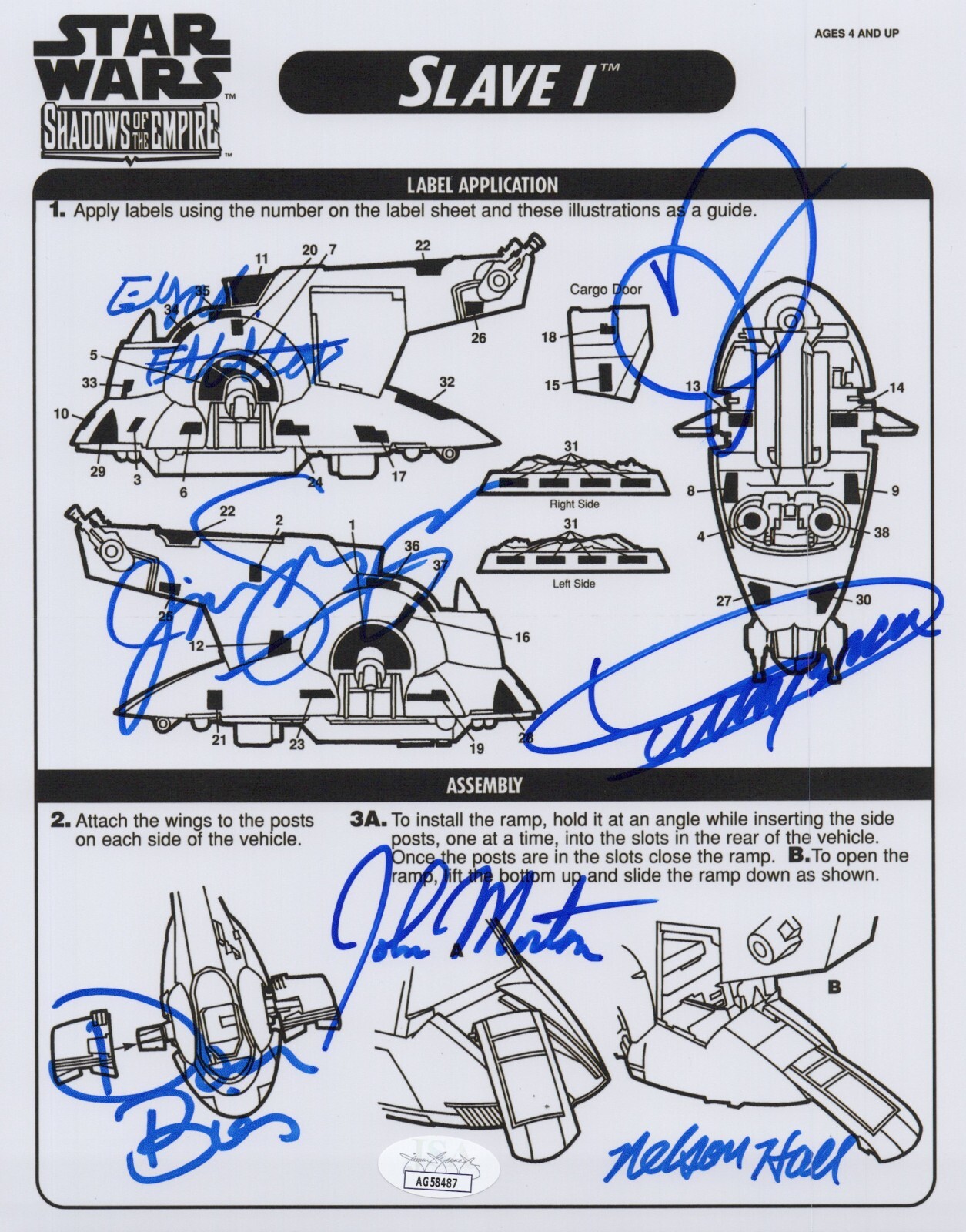 Star Wars Slave I – Beer, Bies, Logan, Morton +3 signed 8×10 photo JSA COA