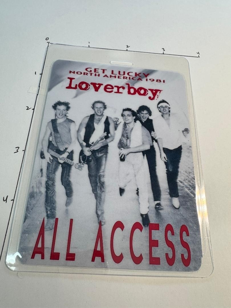 LOVERBOY 1981 N.A. Get Lucky Tour Commemorative Backstage Pass & Lanyard