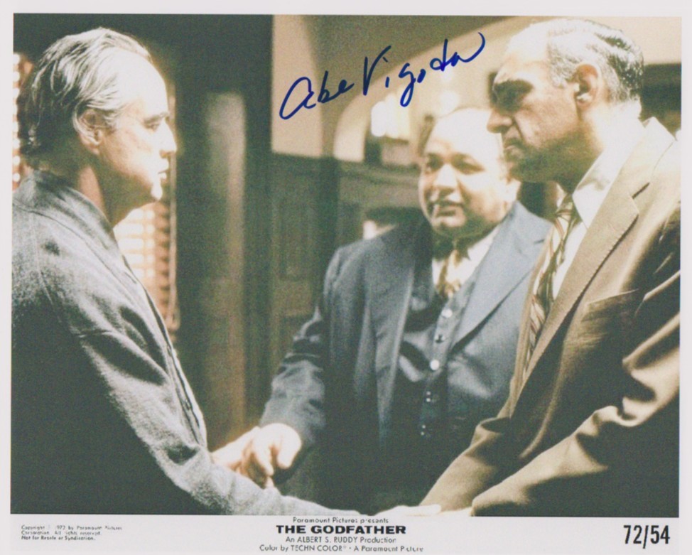 ABE VIGODA signed THE GODFATHER color 8×10 w/ coa MARLON BRANDO CLASSIC CLOSEUP