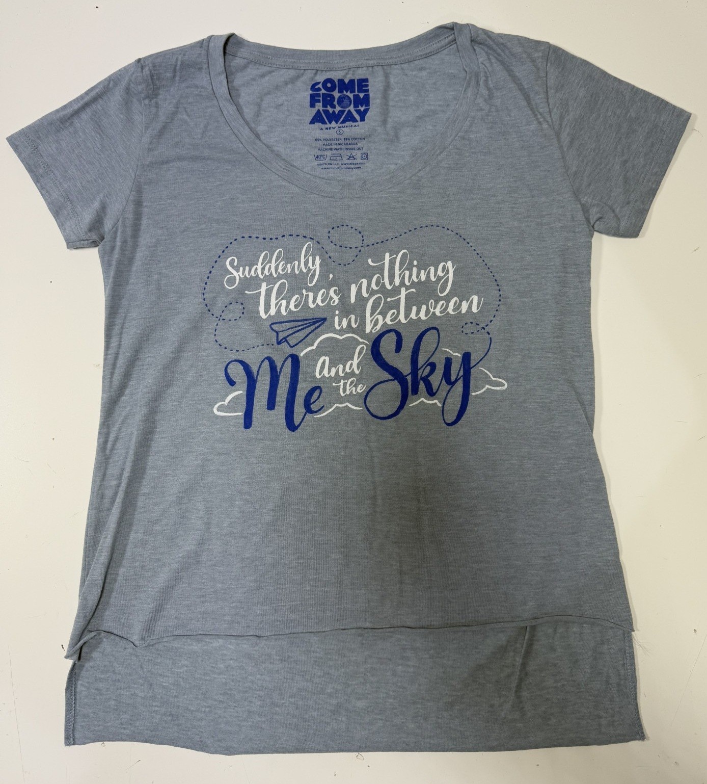 COME FROM AWAY BROADWAY MUSICAL Me and the Sky HIGHT-LOW TEE T-SHIRT DOLMAN WOMA