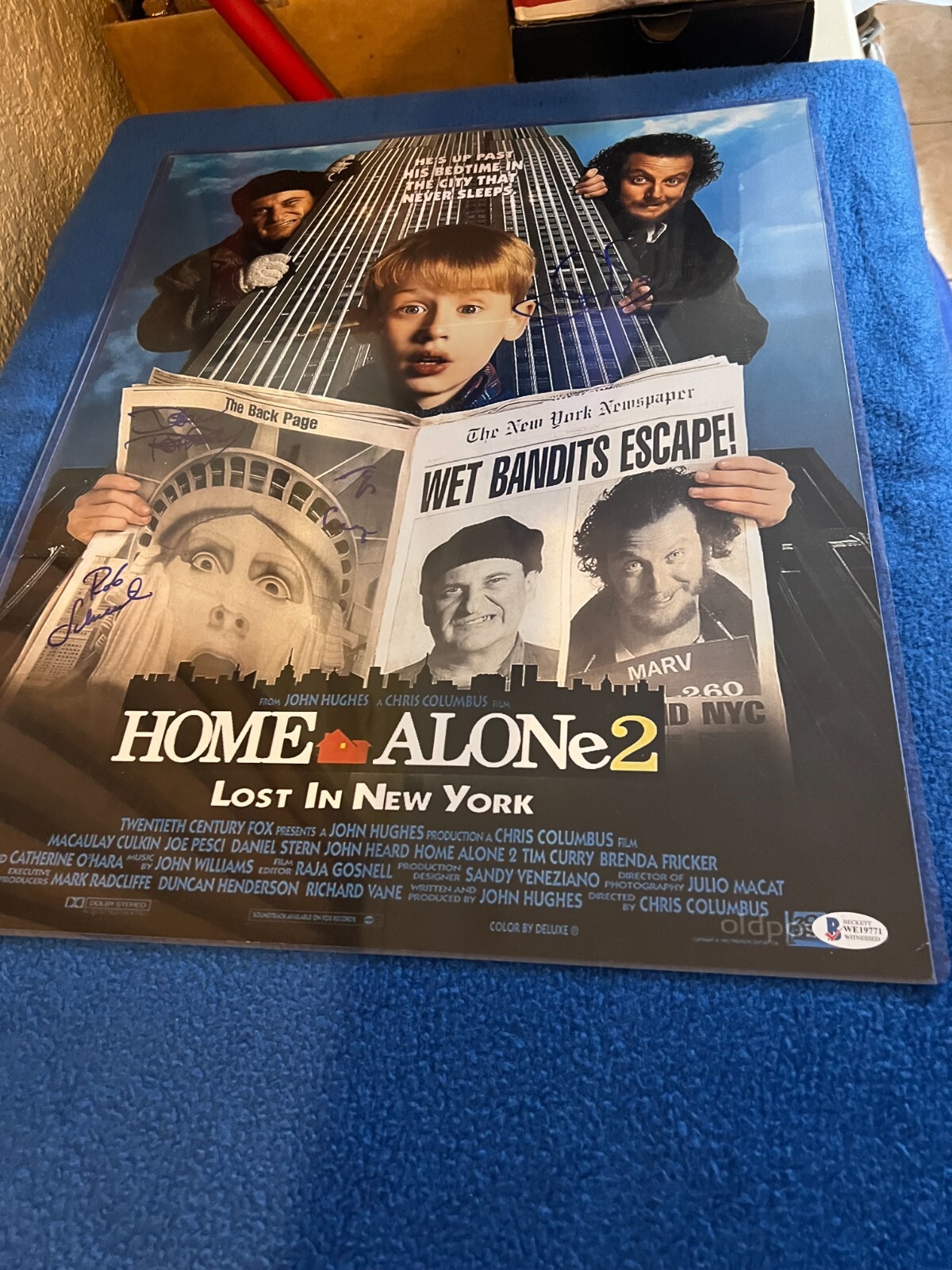 Home Alone 2 Cast Signed 4 16×20 Tim Curry Stern Schneider Ratray Beckett COA