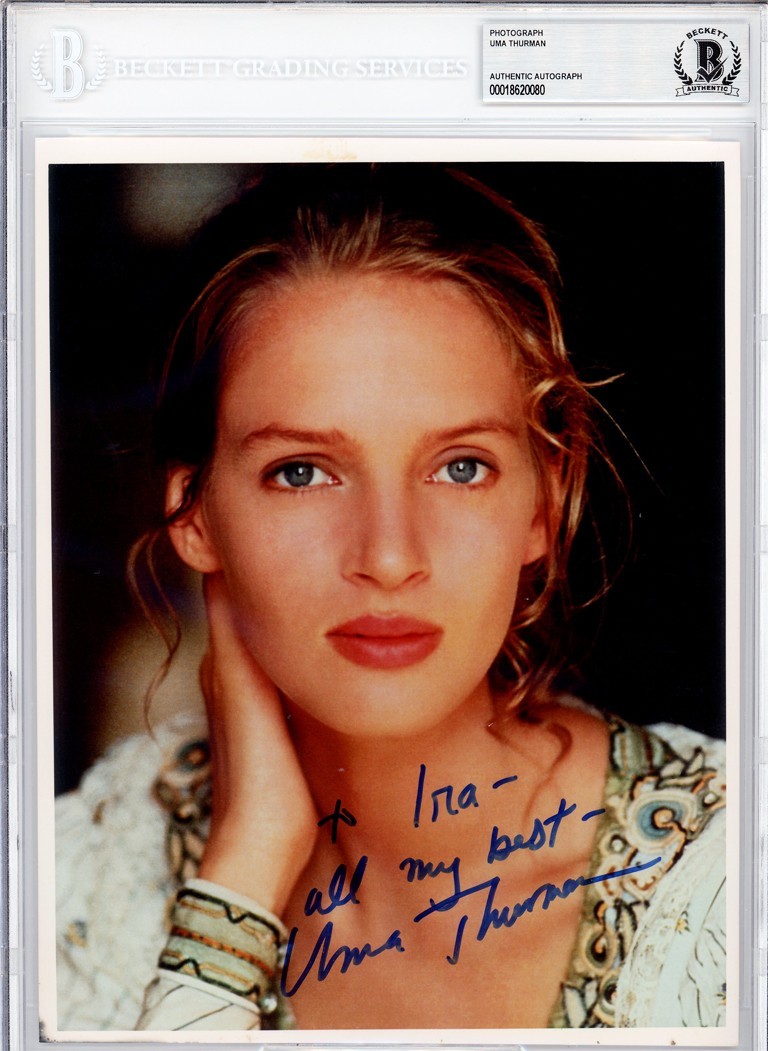 1990’s -UMA THURMAN- BECKETT Signed/Autograph/Auto 8×10 Movie Photo-PULP FICTION