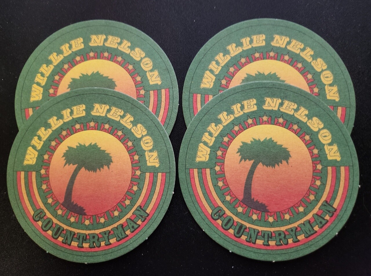 Willie Nelson 2005 Countryman set of 4 drink coasters New Old Stock Flawless
