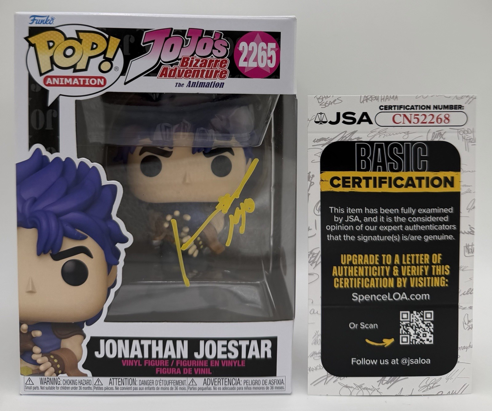 JOHNNY YONG BOSCH SIGNED JONATHAN JOESTAR FUNKO POP +CN INSC. JSA COA WS