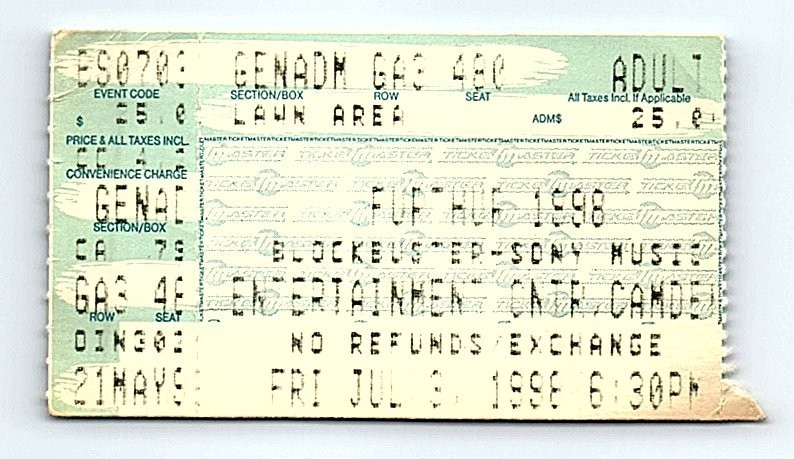 Furthur Phil Lesh Bob Weir Ticket Stub Vintage July 3 1998 Camden New Jersey