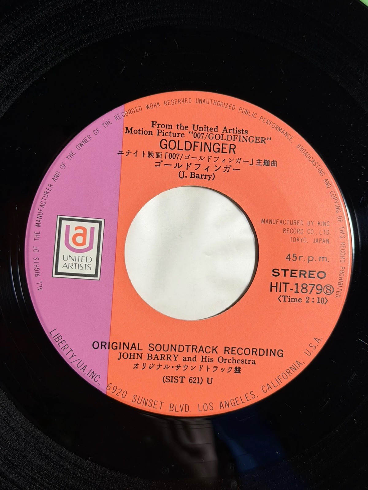 007: John Barry Orchestra “Goldfinger” 71 Japan 7″+Sean Connery Insert~#HIT-1879