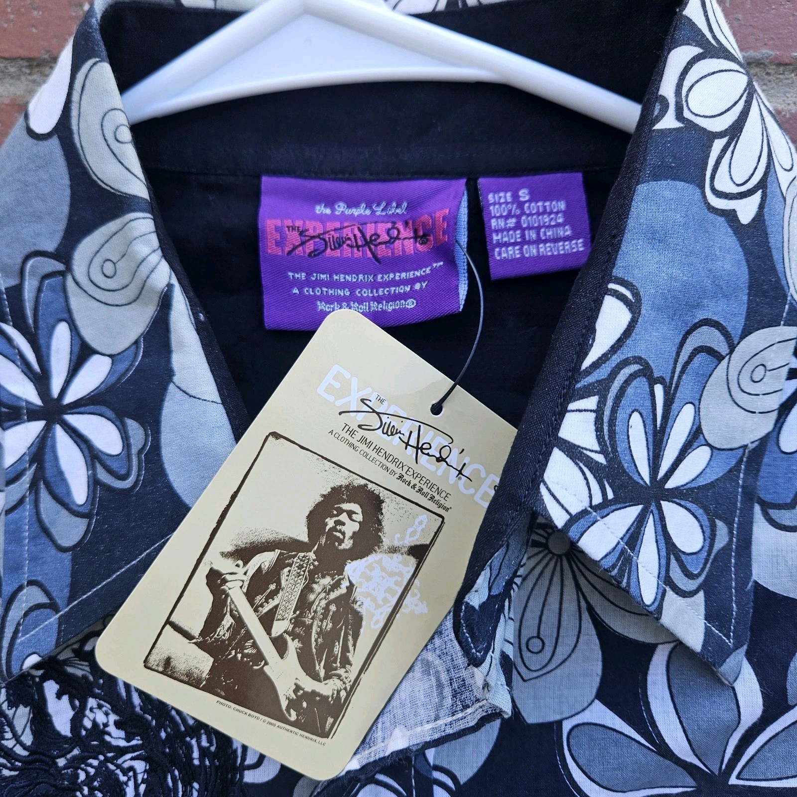 NWT Jimi Hendrix Experience Purple Label Mens Small Floral Embroidered Button Up