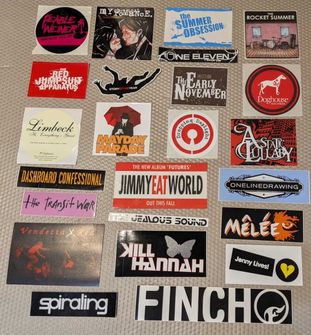 24 Sticker Lot Emo / Pop-Punk 2000s My Chemical Romance Jimmy Eat World Finch