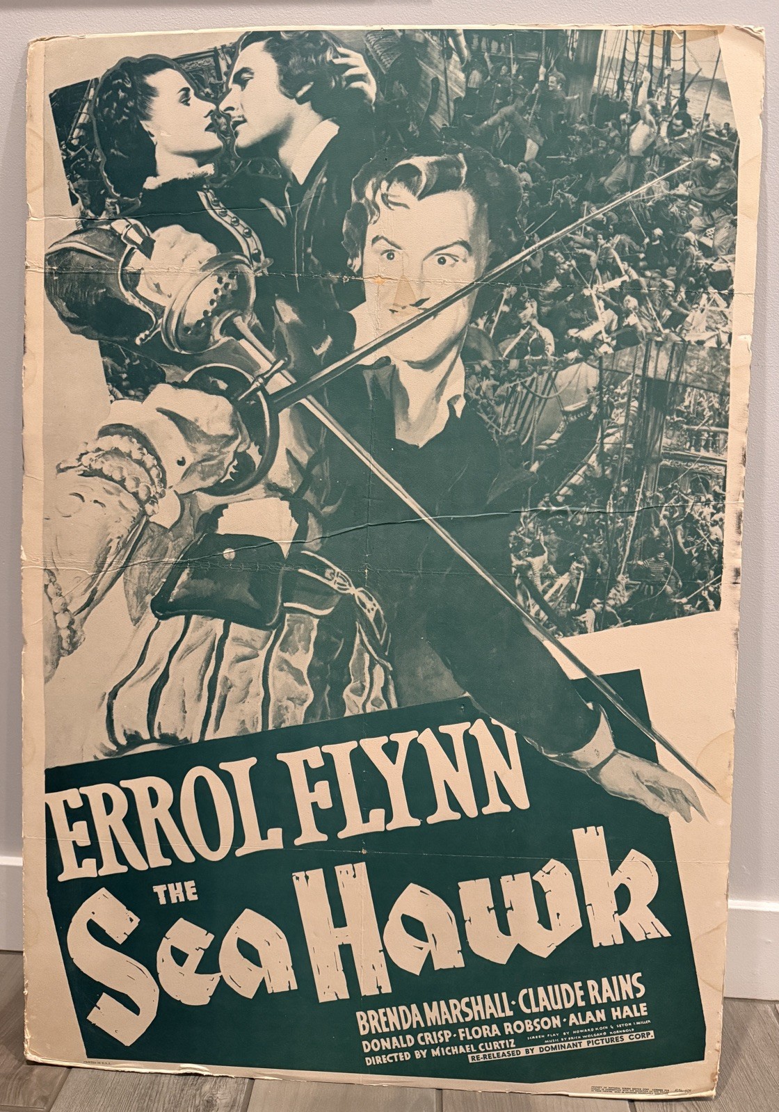 1956-R Errol Flynn “ THE SEA HAWK“ original movie poster by Dominant pictures