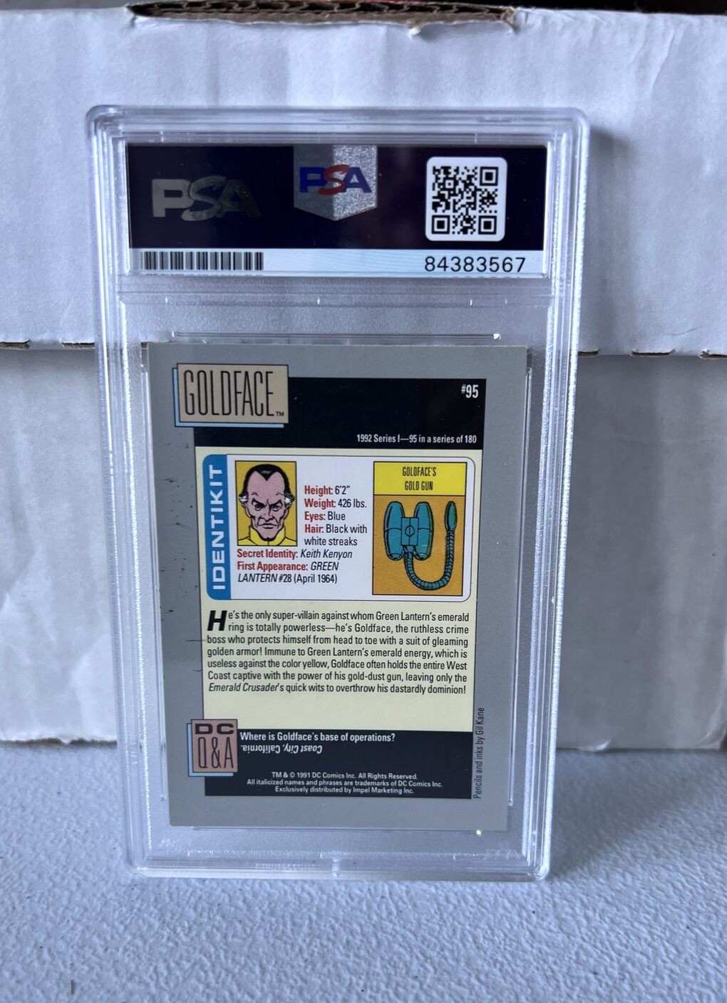 Gil Kane “Artist” Autographed Signed 1991 DC Comics Goldface Card #95 PSA