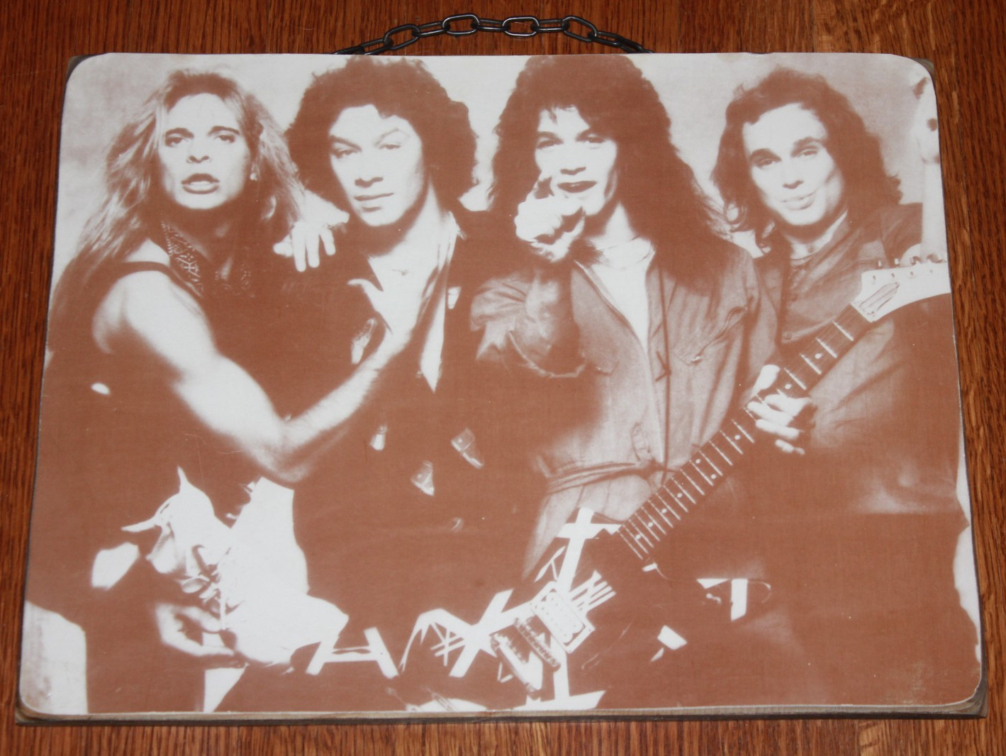 Van Halen sepia toned Women & Children poster on wood sign photograph man cave