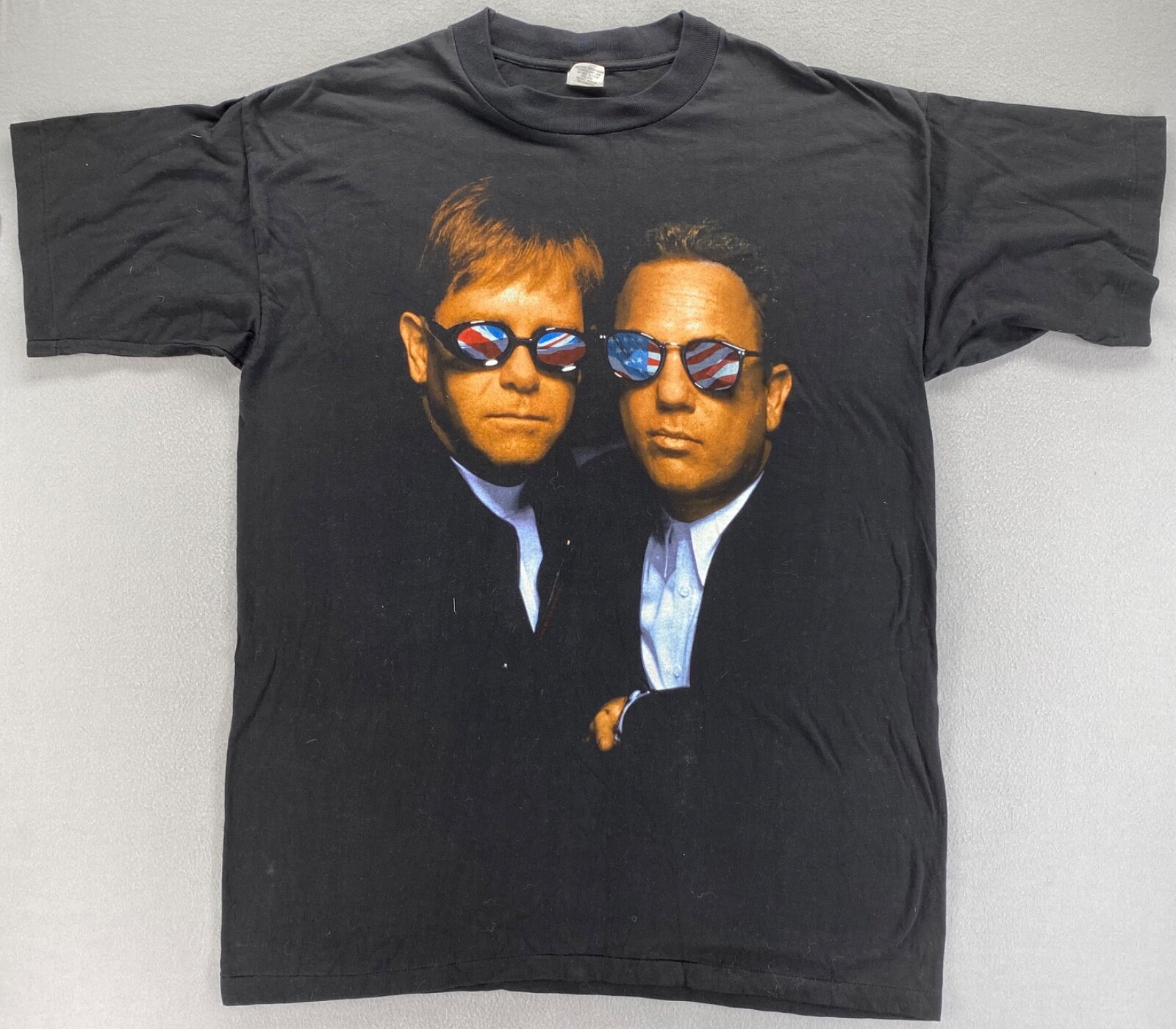 Vintage Billy Joel & Elton John Summer of 94 Tour Concert T-Shirt XL USA UK Flag