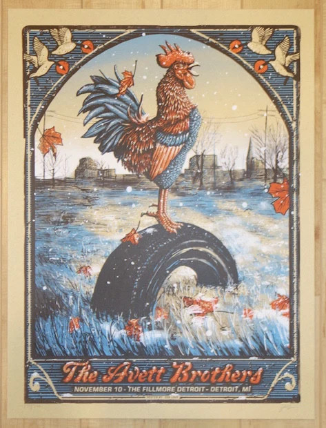2016 The Avett Brothers – Detroit I Silkscreen Concert Poster by Zeb Love