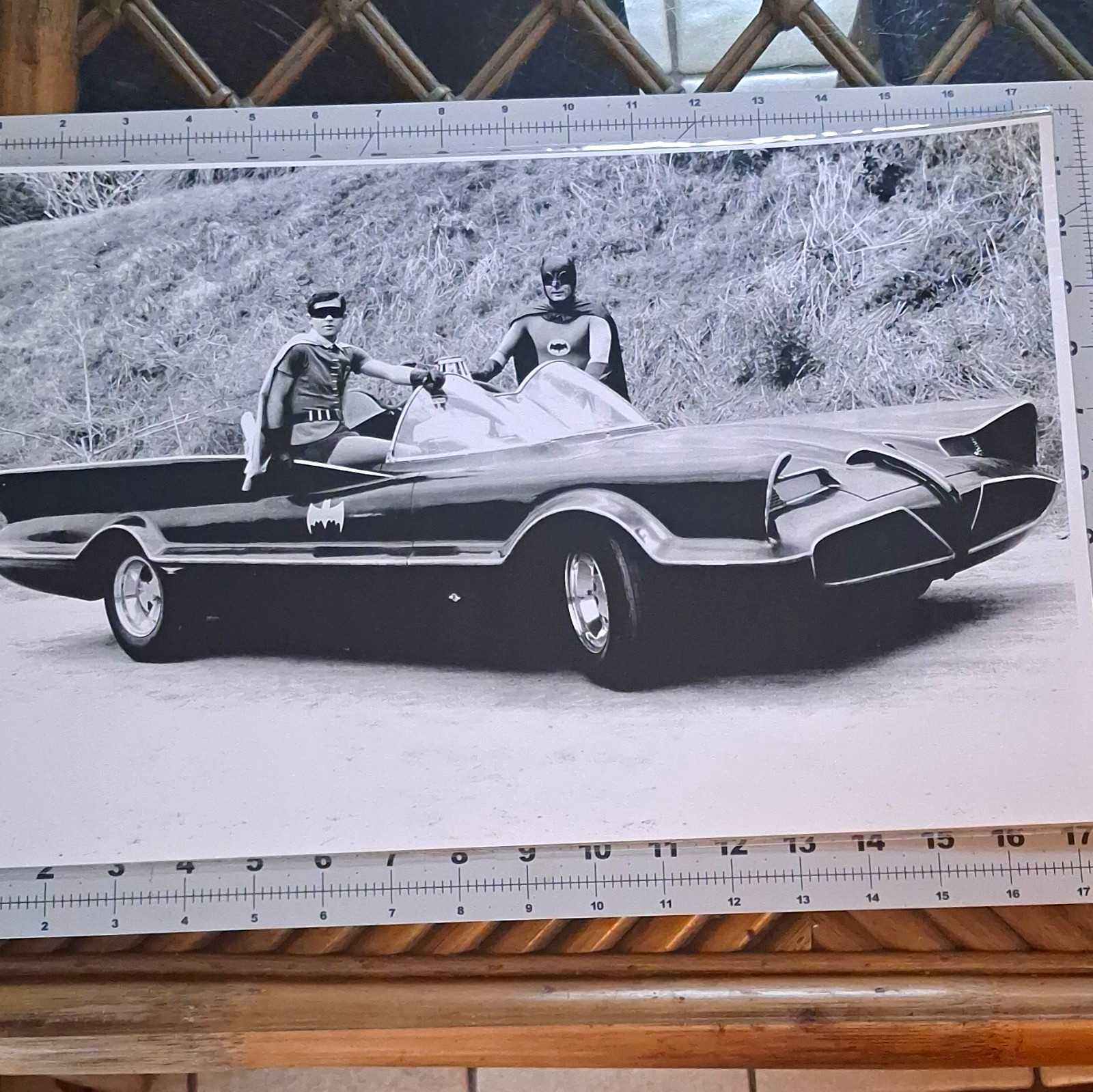 Batman & Robin Batmobile Bat Logo Black & White Photograph 8×10 in